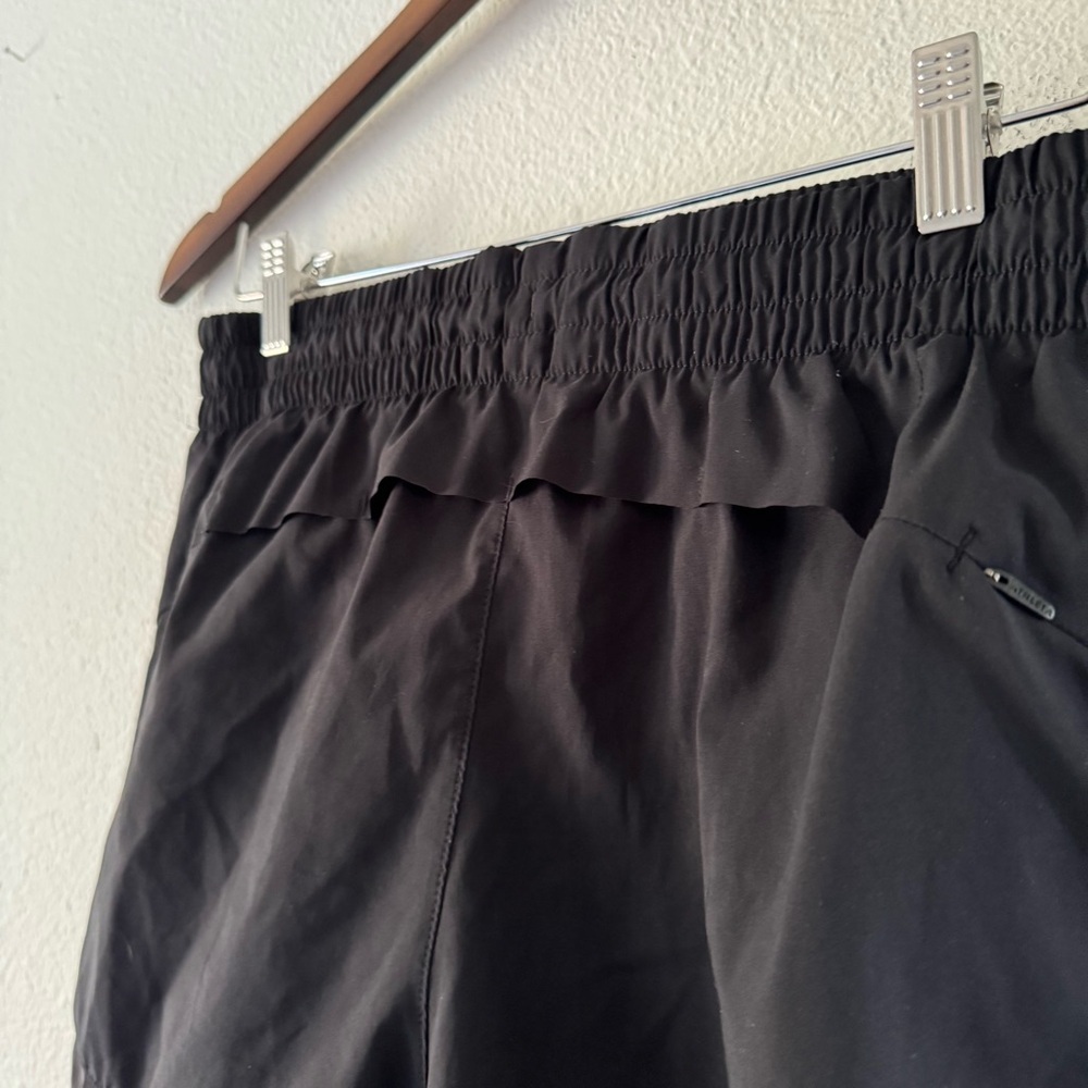 Athleta Black Mesh Racer Run Short Like New Sporty Chic Athleisure Performance - Picture 6 of 16